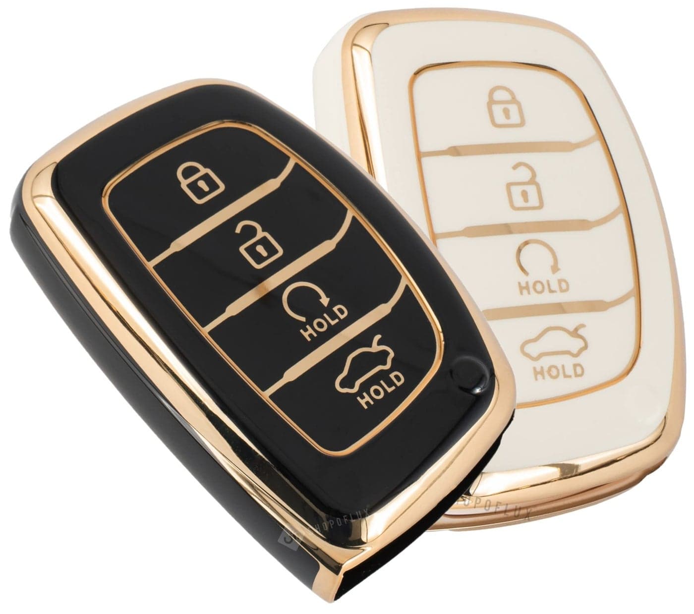 Shopoflux® TPU Key Cover Compatible with Hyundai Alcazar and Creta Car 4 Button smart Key (Black & White)
