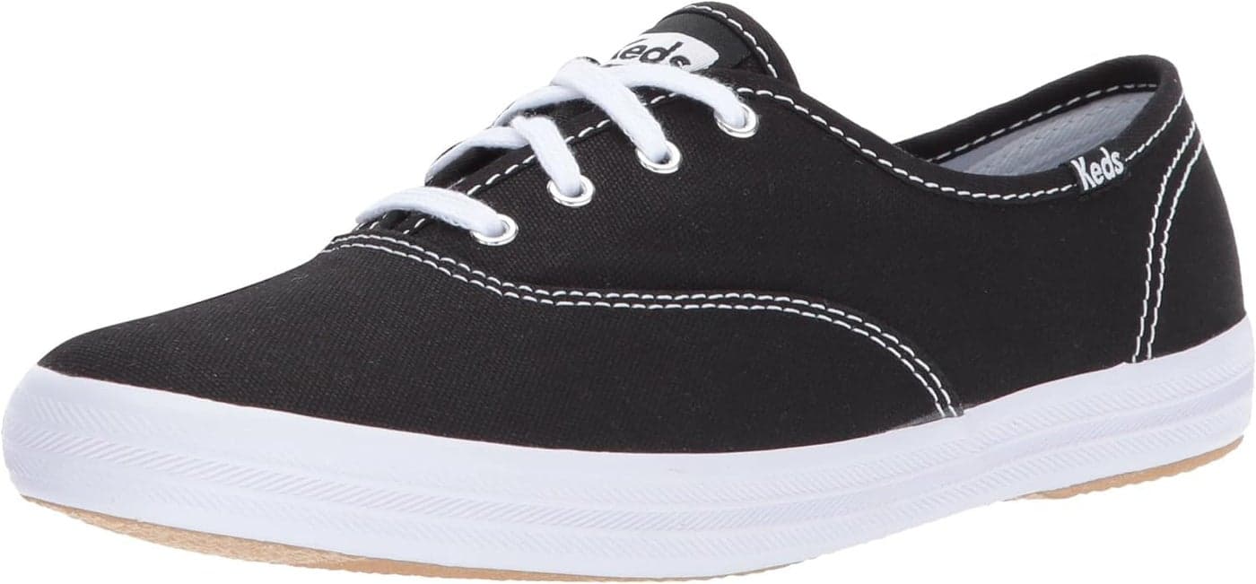 Keds Womens Champion Lace Up Sneaker Black Canvas 75 Wide