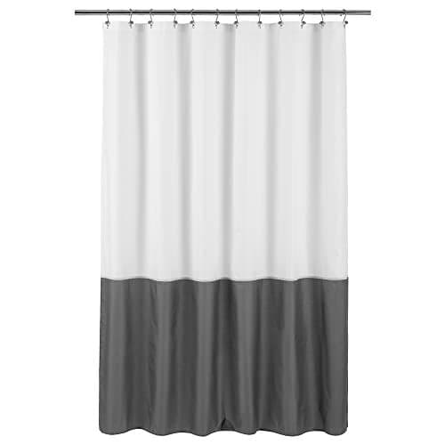 ALYVIA SPRING Waterproof Fabric Shower Curtain Liner Soft LightWeight Cloth Shower Liner 3 Bottom Magnets Hotel Quality Machine Washable Standard Size 72x72 White and Dark Gray