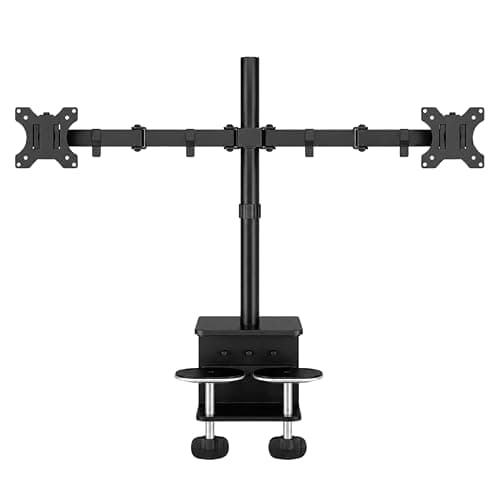 BIJASANI Dual Monitor Stand | 2 Screen Mount | Large Dual C-Clamp | 440mm Pole | 10 KG Per Arm | 10–32" | Tilt Swivel 360° Rotation | Height Adjustable | 3 Year Warranty | WFH Gaming Trading
