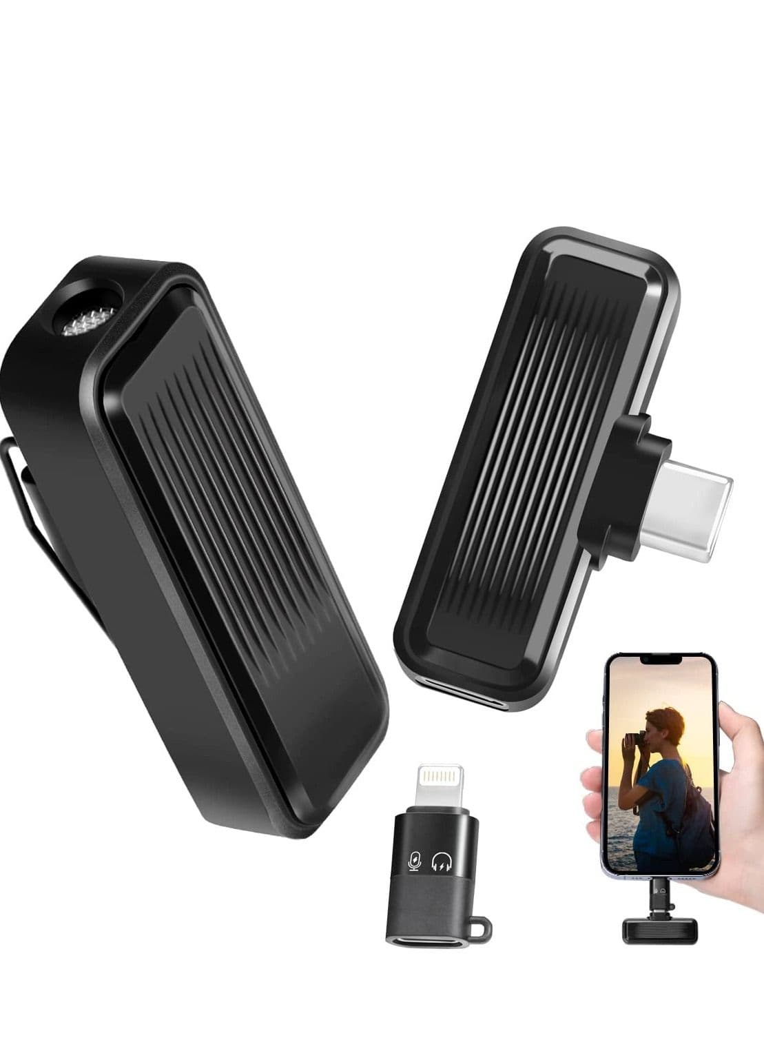 Wireless Lavalier Microphone, Cell Phone Radio Noise Cancelling Microphone for iPhone, No Bluetooth Video Recording Interview Vlogging