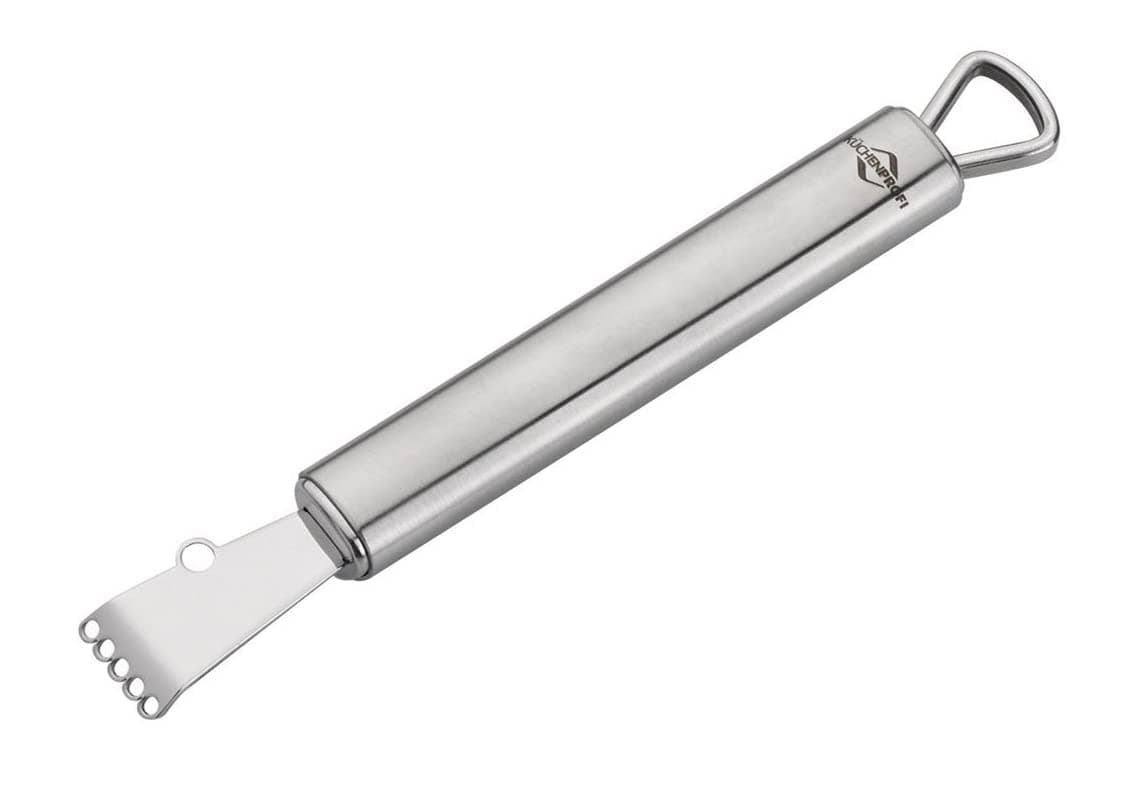 Küchenprofi Lemon Zester - 7-Inch Silver Stainless Steel - Lime Zester - Garlic Crusher