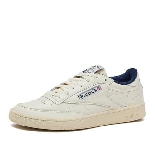 Reebok Club C Vintage Tennis Sneakers for Men, Casual White Mens Shoes, Size 7 to 15, Chalk/Alabaster/Vector Navy, 6.5