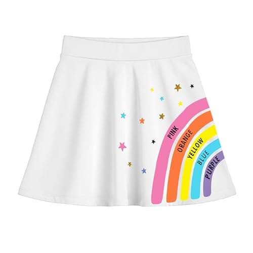KYDA KIDS® Girls 100% Pure Cotton Skater Skirt with Attached Inner Shorts | Ideal for Summer Sports, Play & Casual Wear | Comfortable Fit for Girls Aged 13–14 Years White