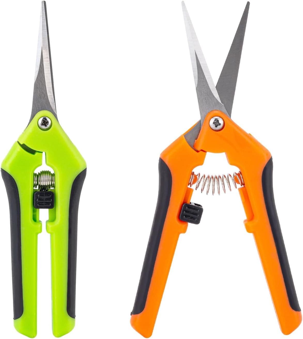 BEADNOVA Trimming Scissors Gardening Scissors Pruning Snips Garden Sheers Trim Plant Trimmers Pruners for Gardening Green Orange 2 Pcs