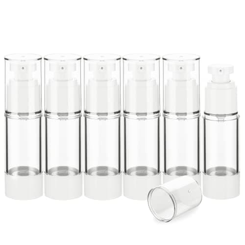 IFDGCTK 1OZ30ML Clear Airless Pump Bottles Lotion Dispenser Travel with Pump Vacuum Plastic Travel Size Lotion Bottle for Foundation Creams Cosmetic6 Pack