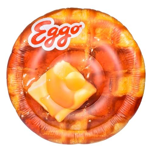 Giant Eggo Waffle 5 Feet Large Round Inflatable Pool Float Raft Beach Lake Tanning Lounger Durable Vinyl