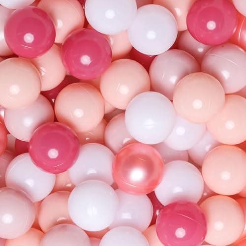 GOGOSO Ball Pits Balls Toddlers 50 100 200 500 Plastics Shape Ball NonPhthalate NonBPA NonToxic 22Inch Crush Proof Play Balls Pearl Red3 Different PinkWhite100pcs