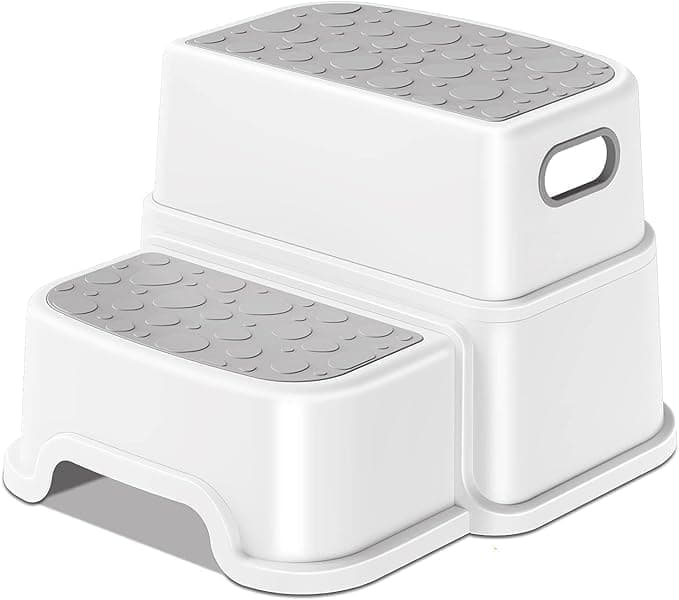 waqif TwoTier Portable Stepping Stool Safe and Easy 2Step Design Kitchen Stepper Textured Surfaces Sturdy Builtin Handles Indoor and Outdoor Use