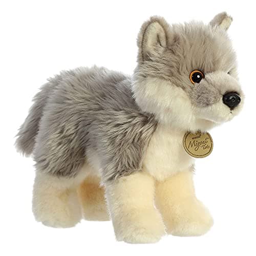Aurora Adorable Miyoni Tots Wolf Pup Stuffed Animal Lifelike Details Make a Cherished Companion Perfect for Decorating Bedrooms or Classrooms Gray 9 Inches