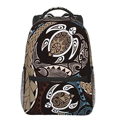 DZUAIKIT Hawaiian Honu Polynesian Sea Turtle Casual Travel Backpack Lightweight Computer Bag Hiking College Laptop Bag for Aldult