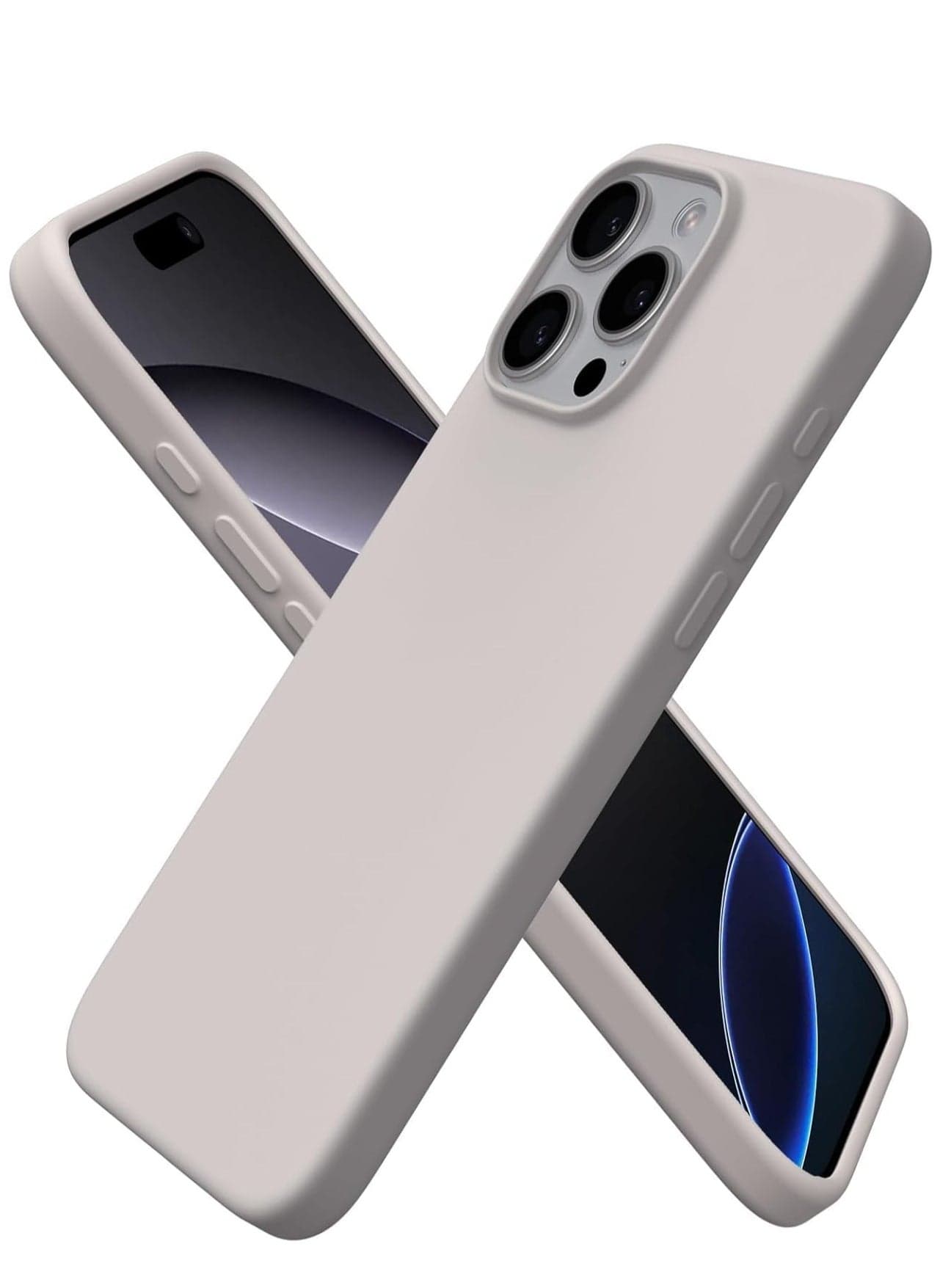 Soft Liquid Silicone Gel Case for iPhone 16 Pro Max - Full Body Shockproof Protection with Matte Finish & Soft Microfiber Lining (Grey)