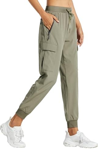 Libin Women's Cargo Joggers Lightweight Quick Dry Hiking Pants Athletic Lounge Casual Travel, Silver Sage XL