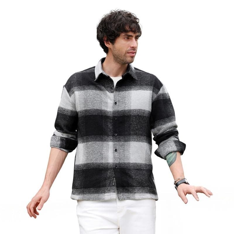 Campus Sutra Men Vignette-Checkered Oversized Shirt | Spread Collar, Long Single-Button | Button, Straight Hem | Plaid Twill | Woven Fabric for Casual Multicolour