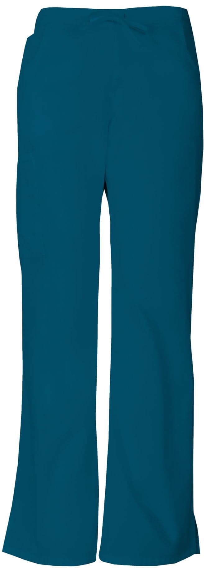 Dickies Women's Signature Mid Rise Drawstring Scrubs Cargo Pant, Caribbean Blue, Large Petite