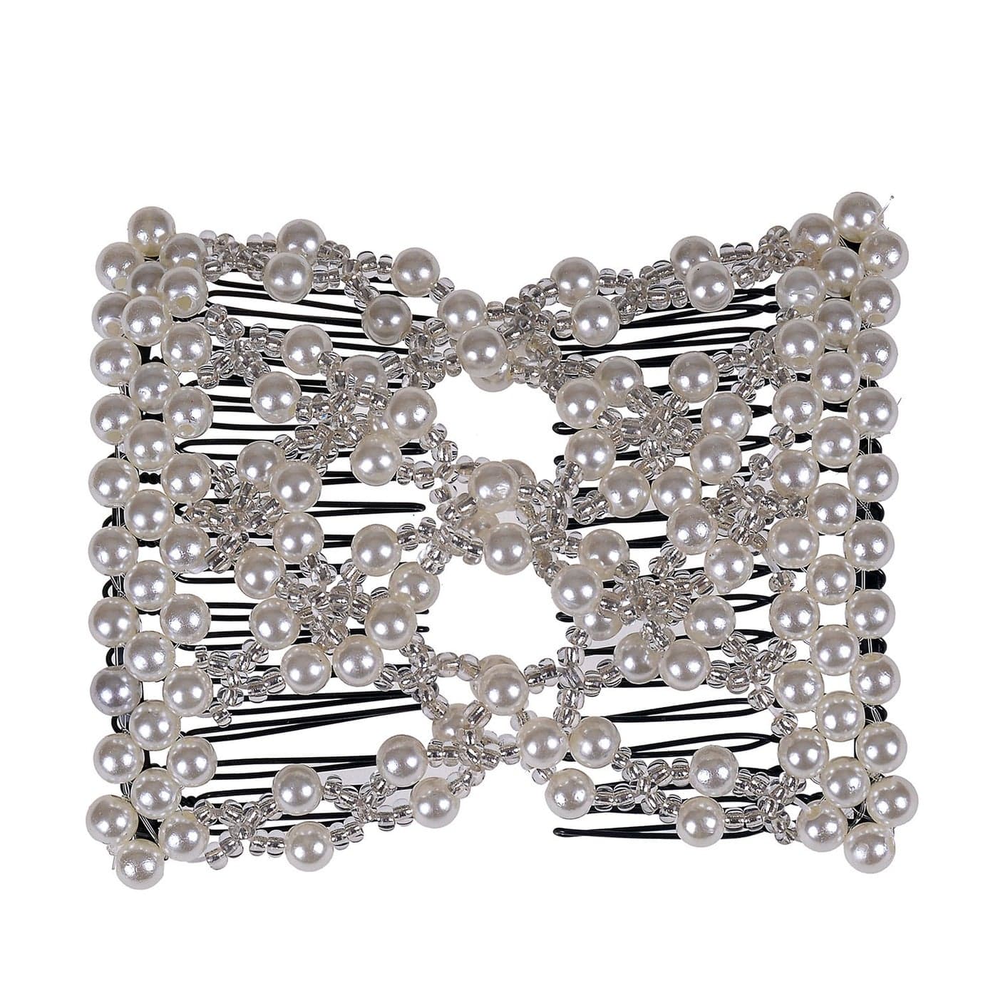 LOVEF Easy Combs Double Stretching Combs Thick and Thin Hair New Hair Accessory for Popular Hairstyles in Round Beads White