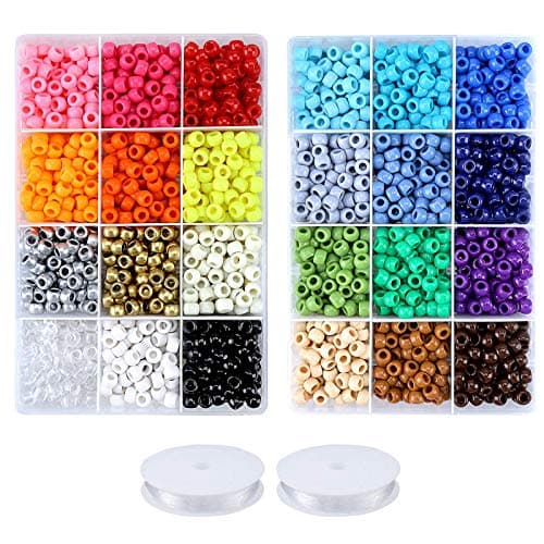 Greentime Pony Beads Bracelets Making Kit 9mm Rainbow Kandi Rave Beads Set for Friendship Bracelets Necklace Making Crafts for Christmas Gift 24colors