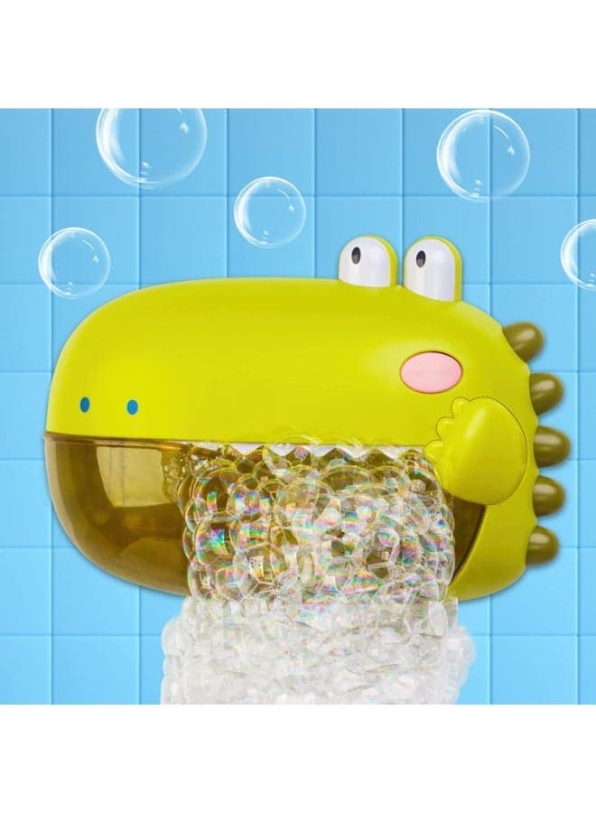 Bubble Machine Bath Toys, Automatic Bubble Maker for Toddlers, Both Music/Silence Mode, Fun Bathtub Water Play Birthday Gift, for Young Baby Kids Boy Girl (Green Dinosaur)