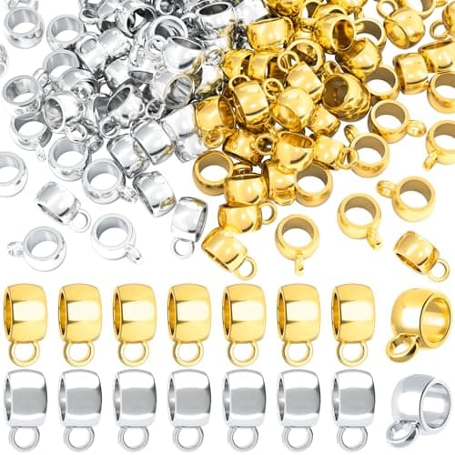 Joez Wonderful 300pcs Links Bail Beads Hypoallergenic Alloy Column Spacer Beads Gold Silver Connector Tube Charm for Jewelry Making DIY Bracelet Necklace Craft Accessories