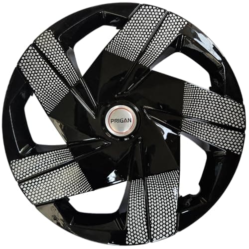 PRIGAN Wheel Cover for Universal Silver Black Wheel Cover 16" for All 16 Inch Cars (Set of 4 Pcs) (Press Fitting) Model Name- Starex DC 16