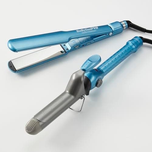 BaBylissPRO Nano Titanium Limited Edition 1 1/2" Ultra Thin Flat Iron and 1 1/4" Spring Curling Iron Prepack
