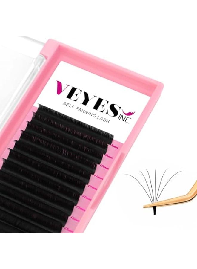 VEYES INC Easy Fan Volume Lash Extensions 03 05 07 JBLCCCDDD Curl 825mm Mixed Single Length Tray Matte Black Self Fanning Eyelashes Professional Supplies for Lash Techs 005 D 12mm