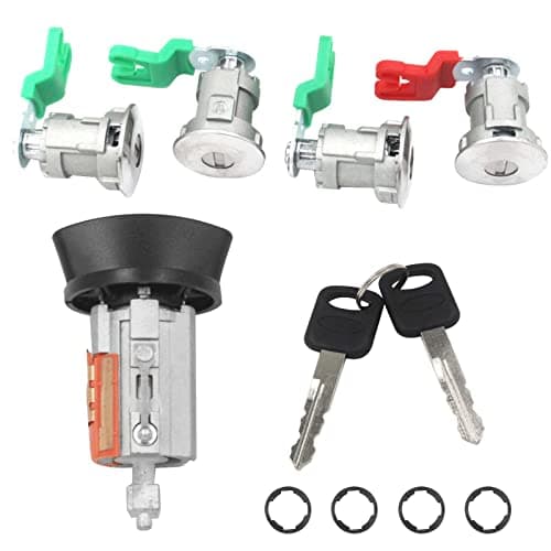 Ignition Switch Lock Cylinder Door Lock Cylinder Compatible with 1997-2020 Ford Econoline E150 Van E250 Van E350 Van Replace OE# LC6177 + 703369 X4 + 597638 X2 (No Chip)