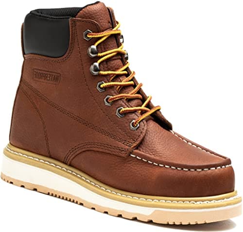 AZXPROT Work Boots for Men 6 Soft Toe Wedge Sole Waterproof Safety Boots Comfortable Construction Work Safety Shoes Beige 105