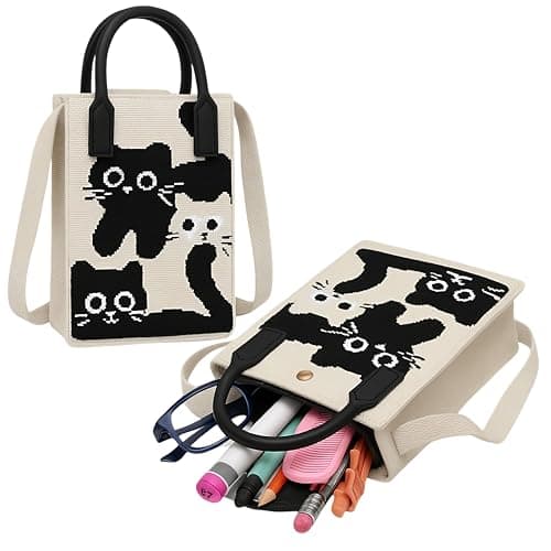FunBlast Crossbody Mobile Sling Bag for Women – Stylish Phone Pouch with Strap & Silicone Handle, Keychain, Coin, Cosmetics Purse, Cute Utility Bag for Girls & Women (Black-C)