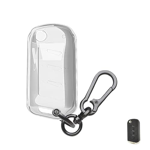Keyzone Clear TPU Key Cover Compatible for Mahindra : Marazzo, TUV300 Plus, Scorpio, Thar 2020, XUV700, XUV300, Bolero 2020, XUV400, Scorpio-N flip Key (Clear TPU with Zinc Alloy Keychain)