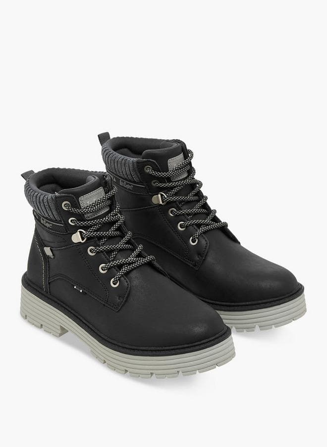 Women Panelled Lace-Up Ankle Boots