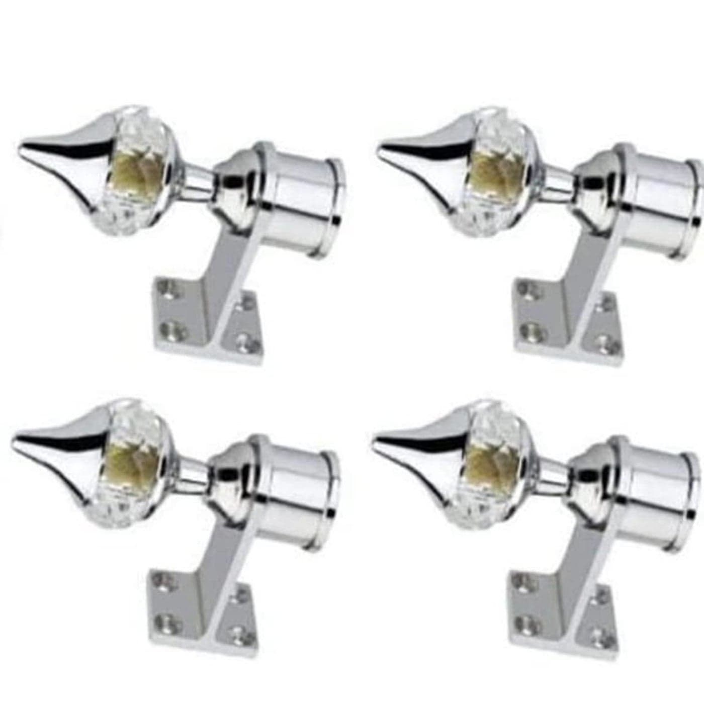 PZI Aluminium Iron Curtain Brackets with Crystal 13 X 11 X 5 cm_Silver Pack of 4