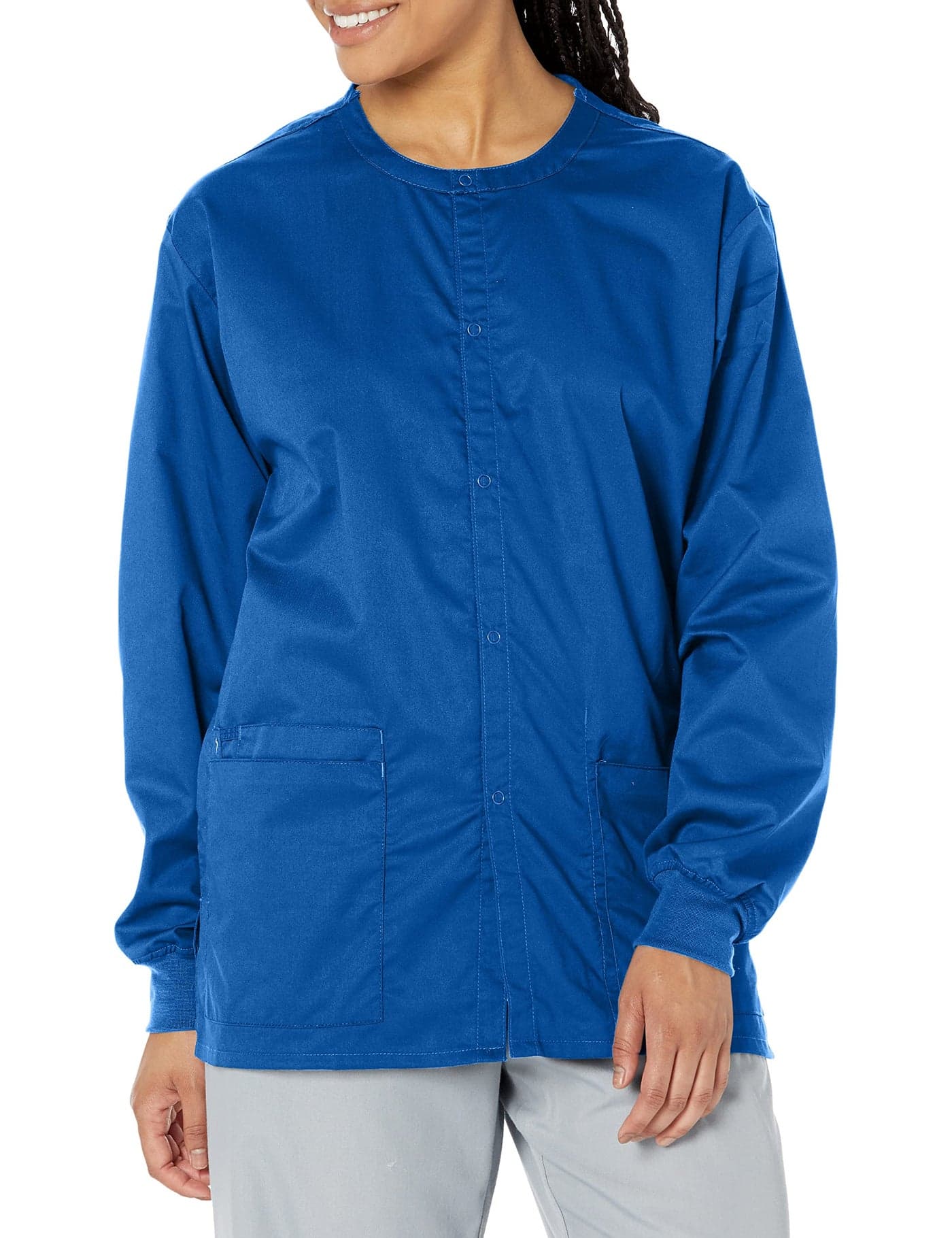 WonderWink Snap Front Jacket Outerwear, -royal blue, Medium