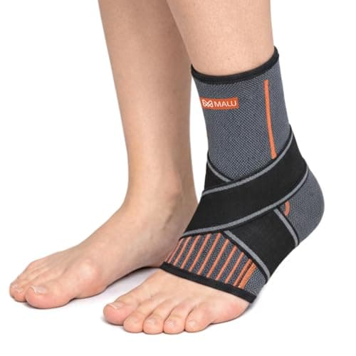 MALU HEALTHCARE Ankle Support Brace for Pain Relief | Ankle Binder/Strap for Foot Care, Sprains, Injuries, Swelling & Sports Support | Adjustable Foot & Ankle Stabilizer for Men and Women- Grey (L)