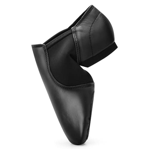 Stelle Jazz Shoes for Women Men Leather Upper Slip-on Dance Shoes Unisex(Black,9