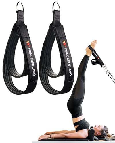 Wonderful Day 2PCS Pilates Straps for Reformer with Storage Bag Gift Box Comfortable Enhanced Thickness Fitness DRing Double Loop Exercise Straps for Home Gym WorkoutBlackPremium Version