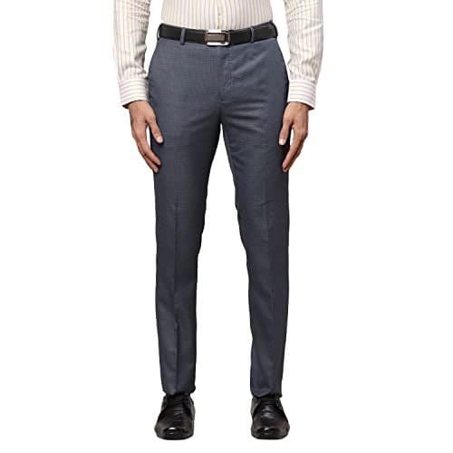 Raymond Men Mid Rise PLEATLESS Slim FIT Dark Grey Formal Trouser, 32