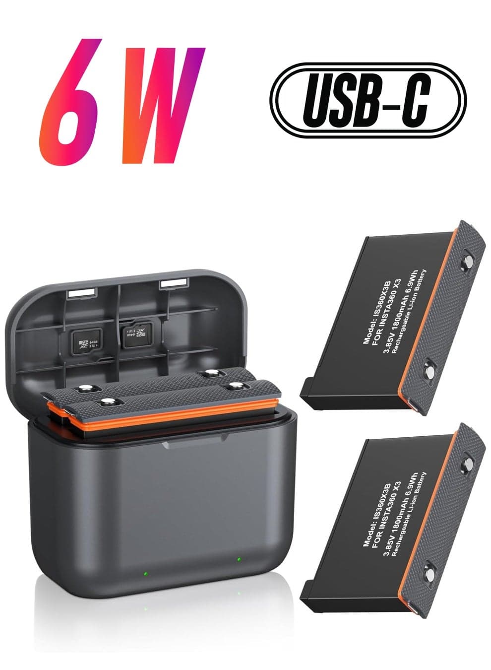 2 Packs Replacement for Insta 360 x3 Battery 1800mAh and Dual Slot USB Fast Charger Hub Compatible with Insta360 X3 Action Camera High Capacity Electric Core (Fully Compatible with Original)