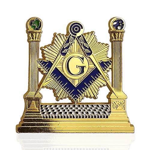 Masonic Pillars Car Emblem Shining Square Compass Freemason auto Badge