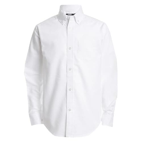 Izod boys Long Sleeve Solid Button-Down Oxford Shirt, White, 2T/2