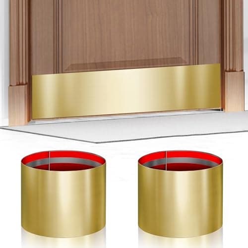 2 Pack 8" x 34" Self Adhesive Door Kick Plate for Bottom of Door, Stainless Steel Front Door Kick Plates, Kickplates for 36" Door Interior and Exterior (Gold)