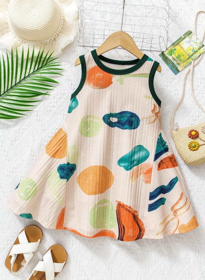 Girls Printed Sleeveless A-Line Dress
