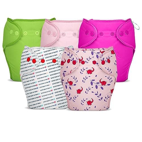 Bumberry New & Improved Smart Nappy For New Born Baby (LXL |10-18 months) | Holds Upto 3 Pees With Extra Absorbtion & 100% Leak Protection All in One Cloth Diaper For Just Borns - 5 Pcs - Kit 1