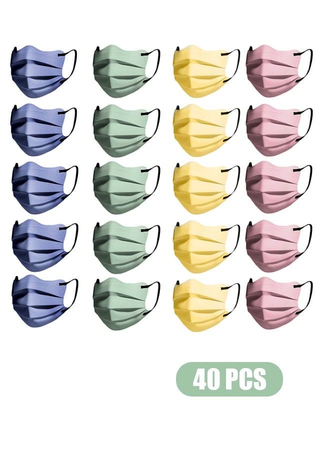 40 Pcs Masks Set, Dust Proof Sun Protection Fabric Face Covering (Colorful)
