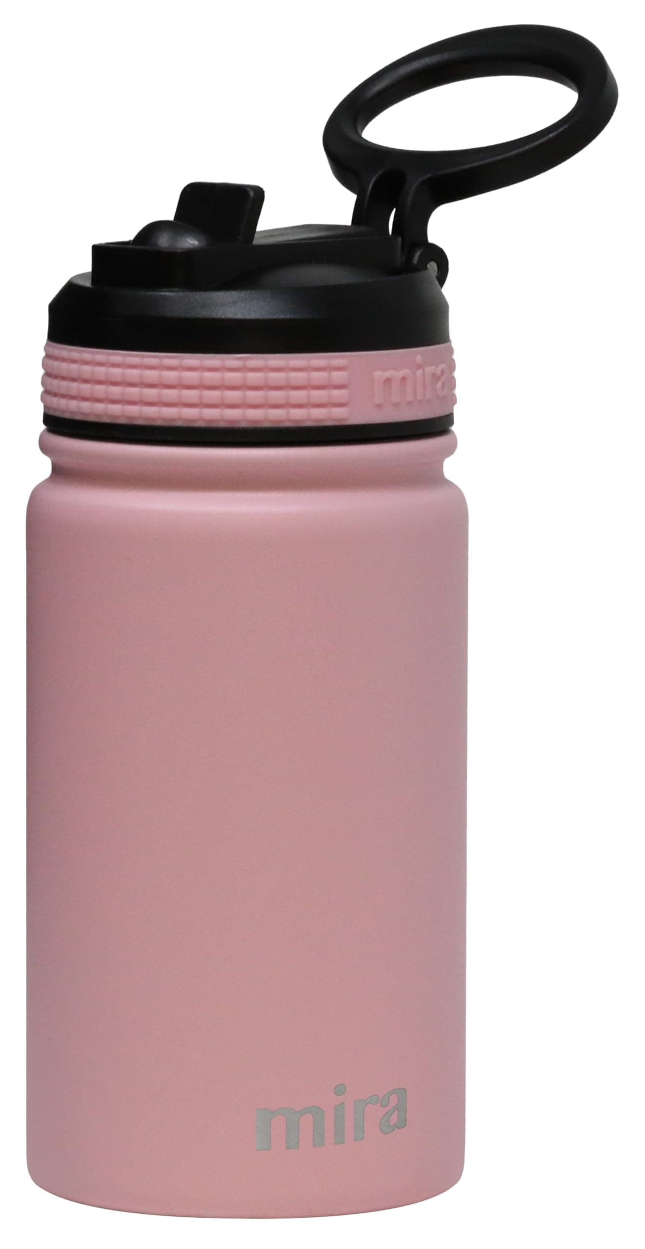 MIRA 12 oz Small Insulated Water Bottle for Cold Drinks LeakProof Stainless Steel with Straw Lid for Travel Hiking Gym Rose Pink