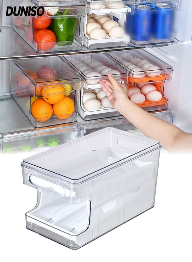 Multifunctional Egg Tray Holder,Automatic Rolling Egg Dispenser,Slide Type Refrigerator Egg Tray,Reusable Fridge Organizer Bins with lids
