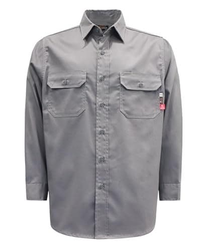 KONRECO Fire Resistant Shirts - 100% Cotton 6.5oz Ash Gray Welding Shirts - Size M