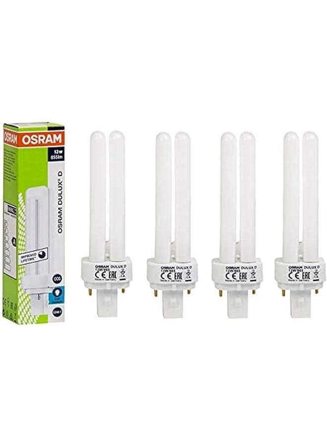 Home Decorative High Qualtiy and Durable, 2 Pin Day Light Double Twin Tube CFL Bulb, 13 Watt Energy Saving Bulb, Cool White - (Pack of 4)