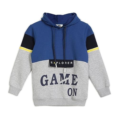 Alan Jones Clothing Boys Cotton Blend Hooded Neck Regular Sweatshirt(Boy22-Sw106-Royal-8.9Yrs_Royal Blue_8Years-9Years)