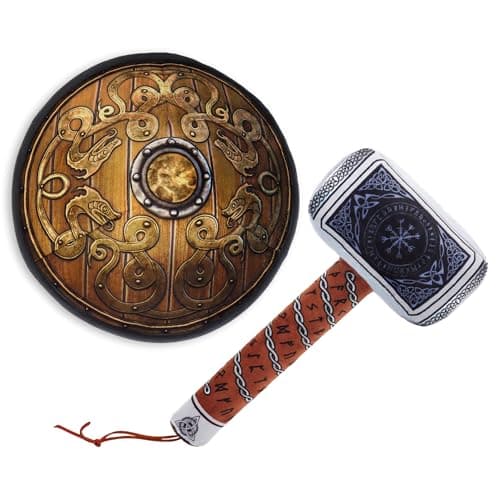 June Garden Little Vikings Hammer and Shield Playset Safe Plush Soft Pretend Play Weapons Gifts for Kids
